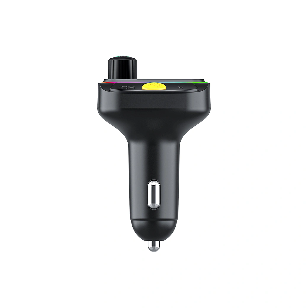 WiWU Wi-QC031 Bluetooth 5.3 Car FM Transmitter — Wireless Music + Hands-Free Calling + Dual USB Charging + 7-Color RGB Lights WIWU