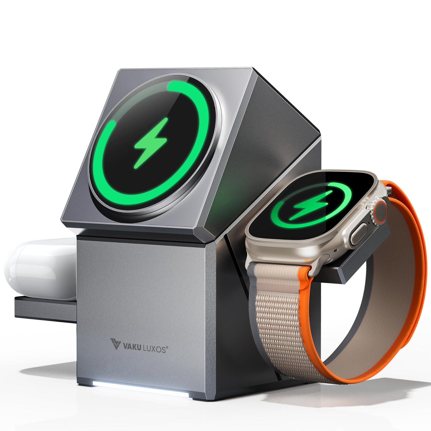 Vaku Luxos ® 3-in-1 Gyro Charge 23W Magnetic Wireless MagSafe Charger for iPhone, AirPods & iWatch Series - Nalanda Enterprises