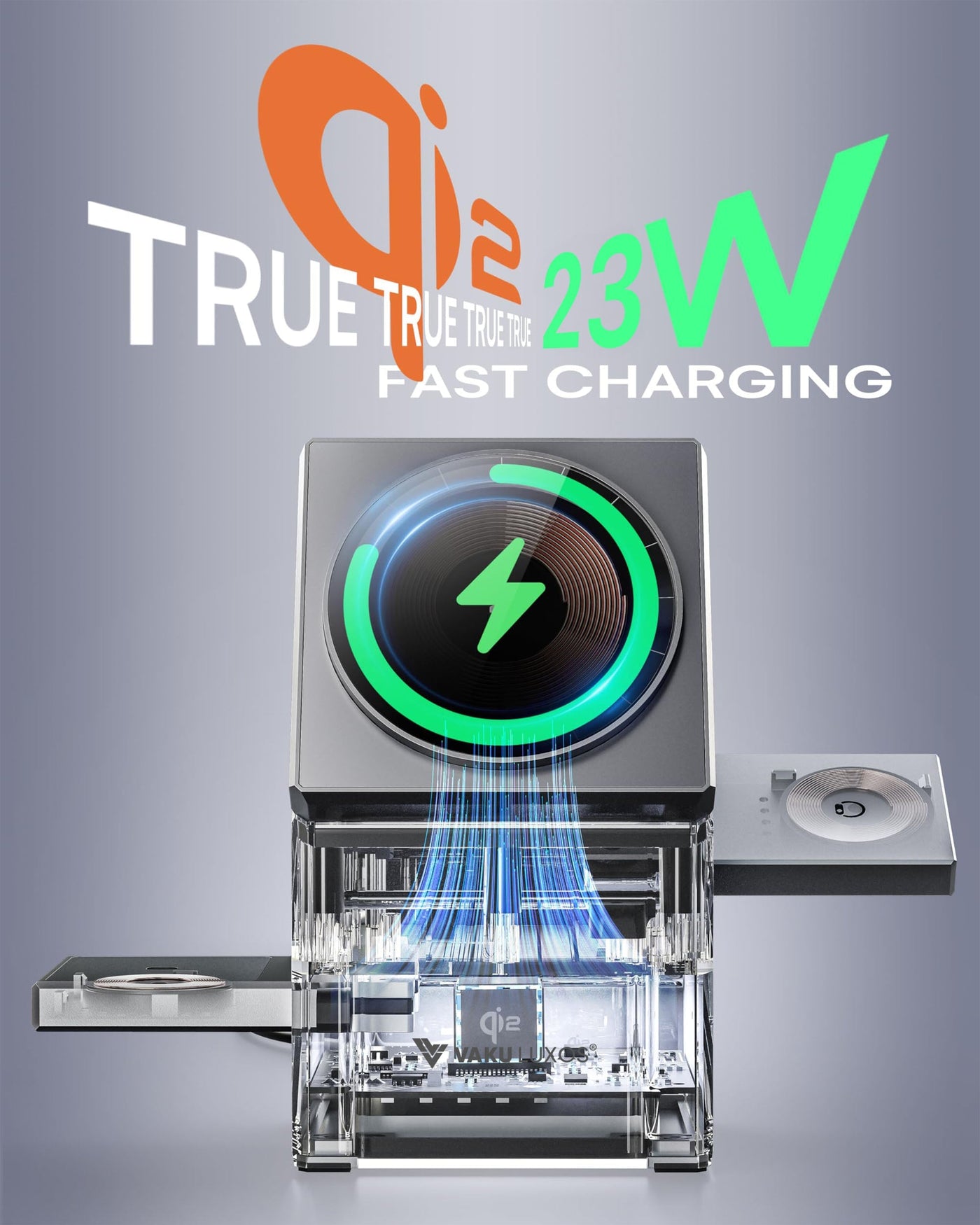 Vaku Luxos ® 3-in-1 Gyro Charge 23W Magnetic Wireless MagSafe Charger for iPhone, AirPods & iWatch Series