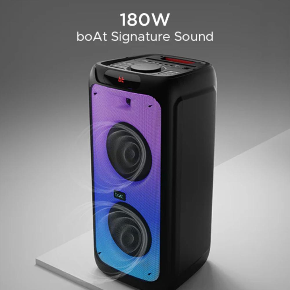 boAt PartyPal 450 with 180 W boAt Signature Sound, Flame LEDs, Playtime upto 6 Hrs, Guitar Input, 2 Mics for Karaoke (Space Black)-6