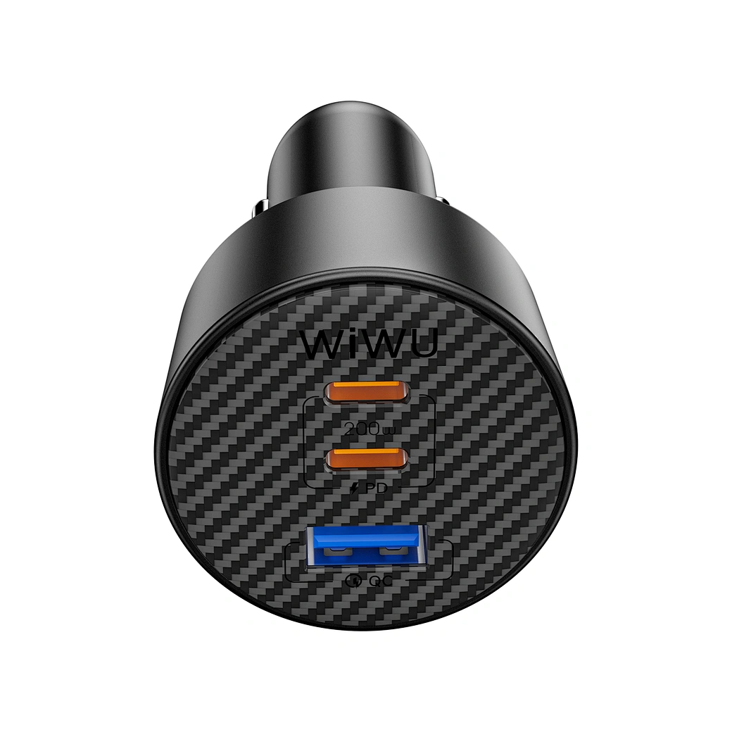 WiWU Wi-CC026 200W Car Charger — Triple-Port Type-C PD PPS Fast Charging with Aluminum + Kevlar Body wiwu