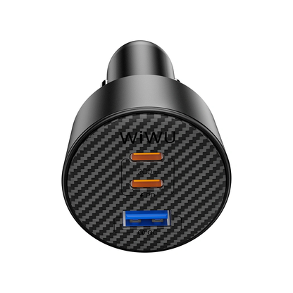 WiWU Wi-CC026 200W Car Charger — Triple-Port Type-C PD PPS Fast Charging with Aluminum + Kevlar Body wiwu